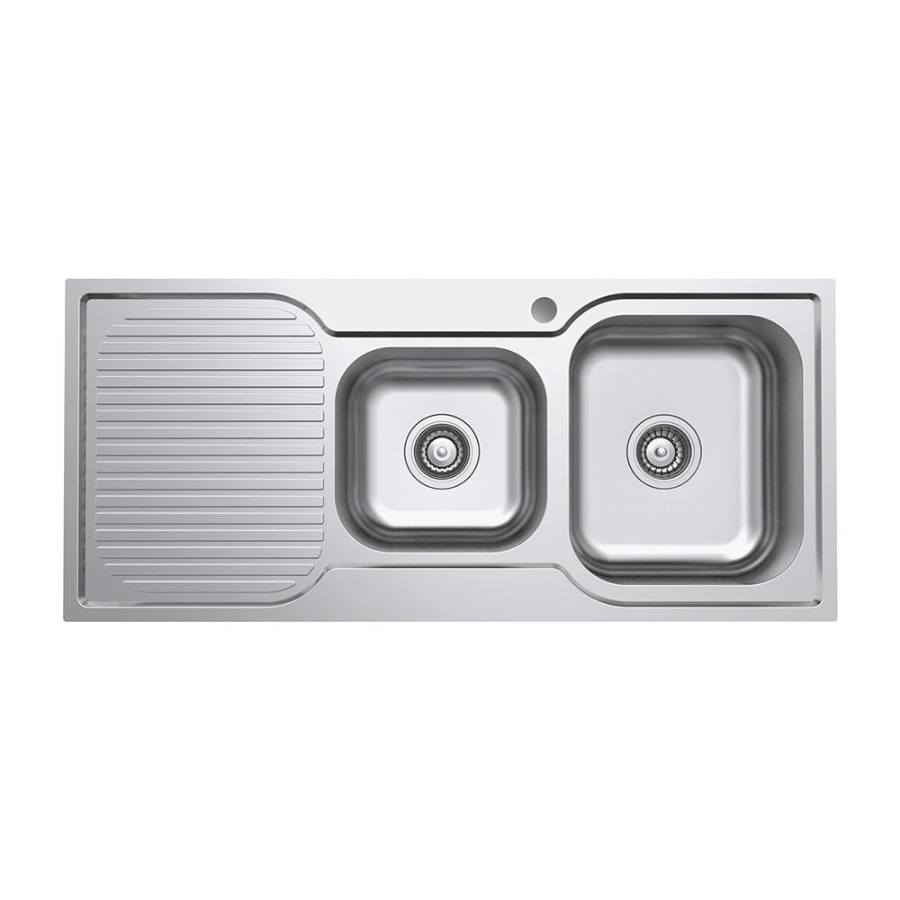 Fienza Tiva 1080 1.75 Kitchen Sink with Drainer, Right Bowl