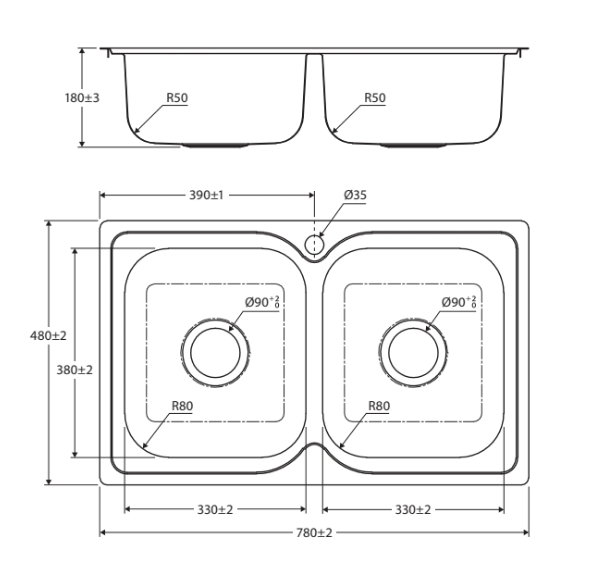 Fienza Tiva 780 Double Kitchen Sink