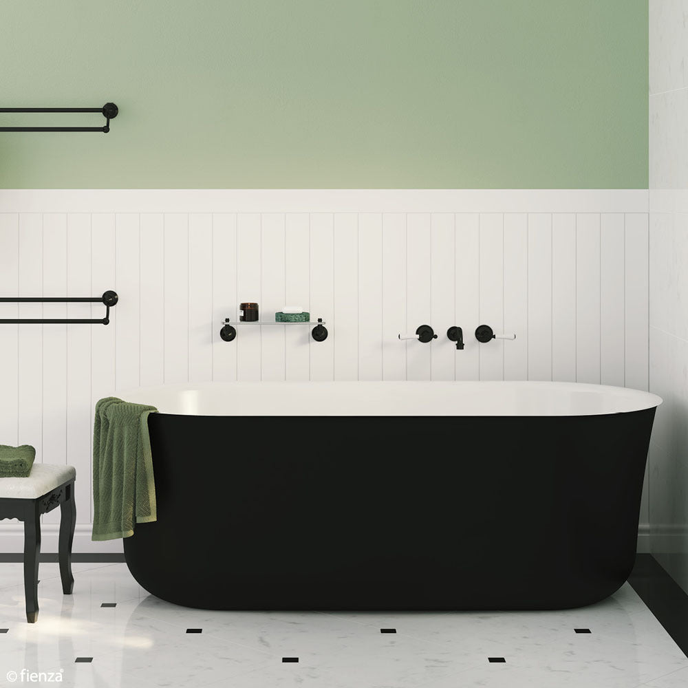 Fienza Windsor Freestanding Acrylic Bath 1500mm Matte Black