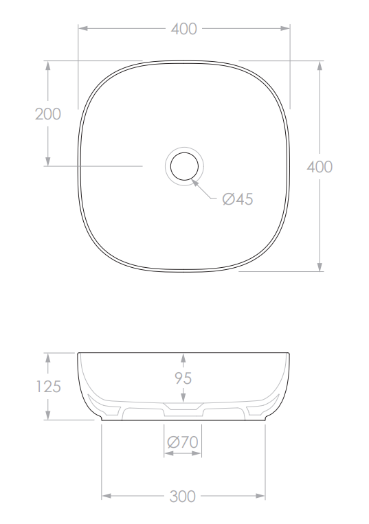 Adp Glam Square Above Counter Basin, Matte Pearl