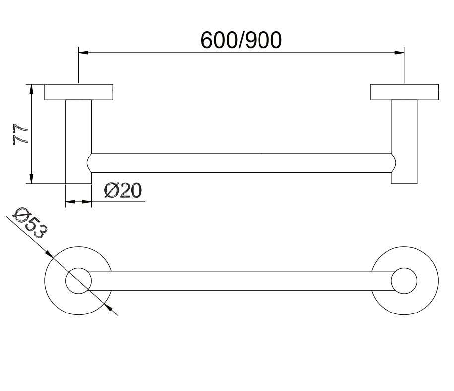 ADP Soul Single Towel Rail 900mm, Matte White