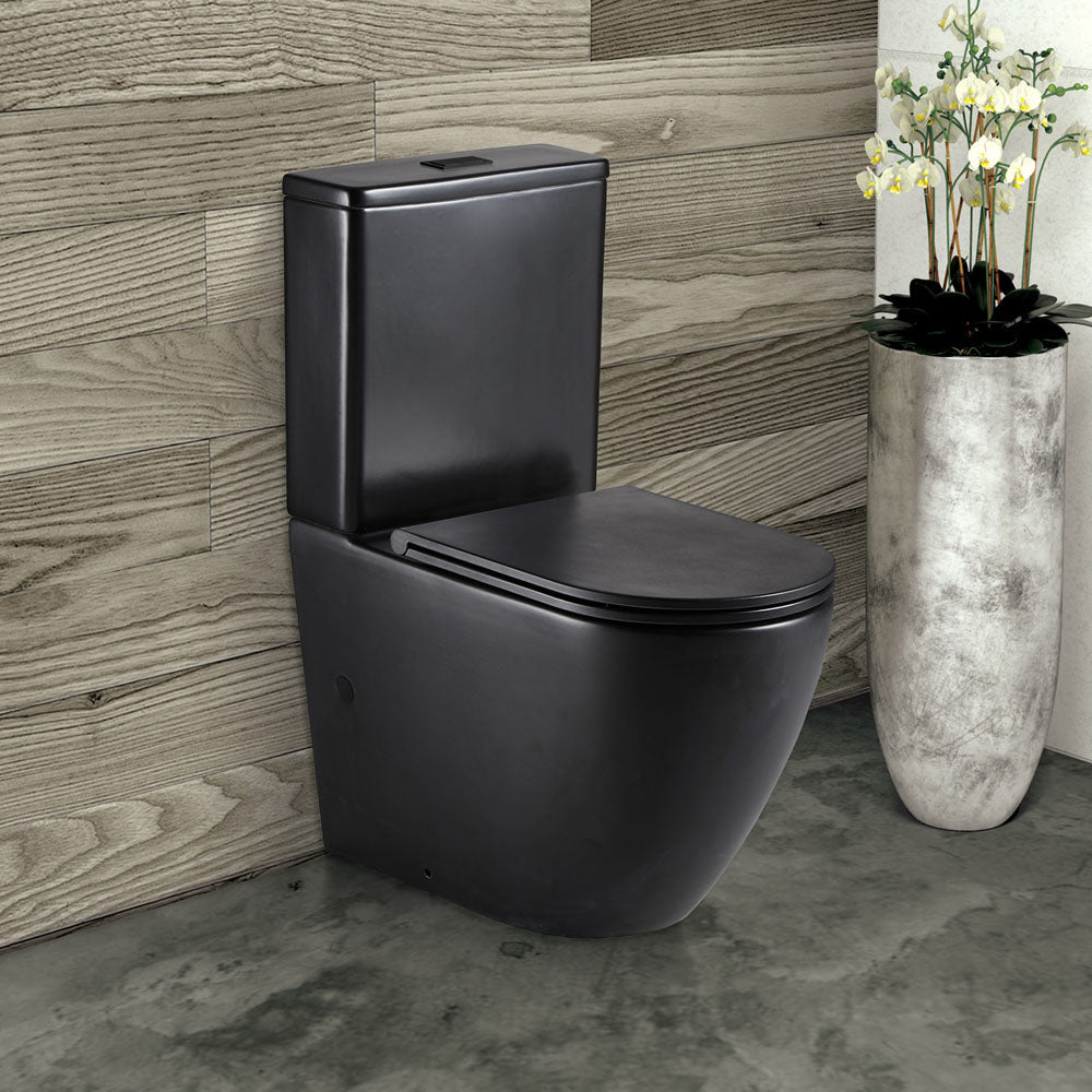 Fienza Koko Back-to-Wall S-Trap 90-160 Toilet Suite Matte Black