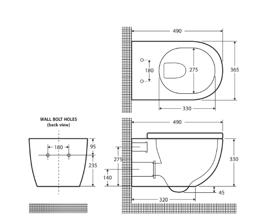 Fienza Koko Wall-Hung, R&T In Wall Cistern Toilet Suite Gloss White