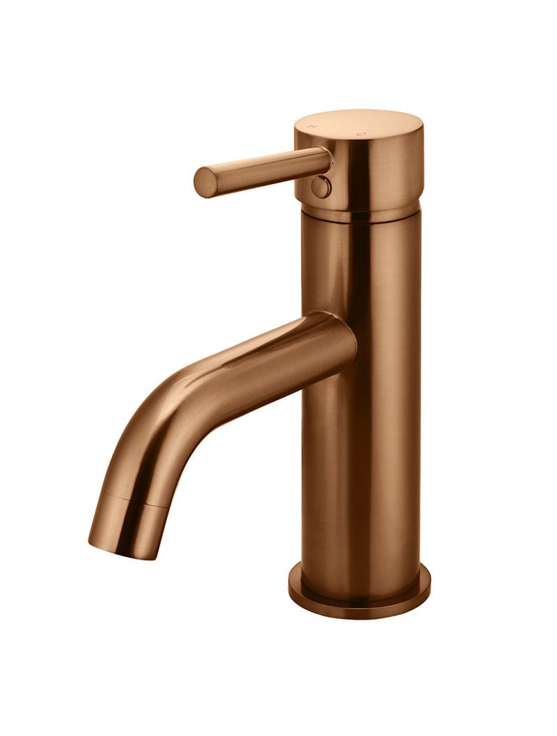 Meir Round Basin Mixer Curved, Lustre Bronze