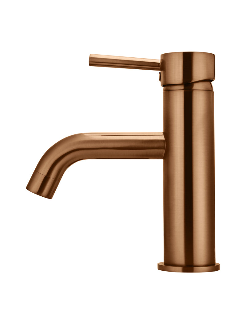 Meir Round Basin Mixer Curved, Lustre Bronze