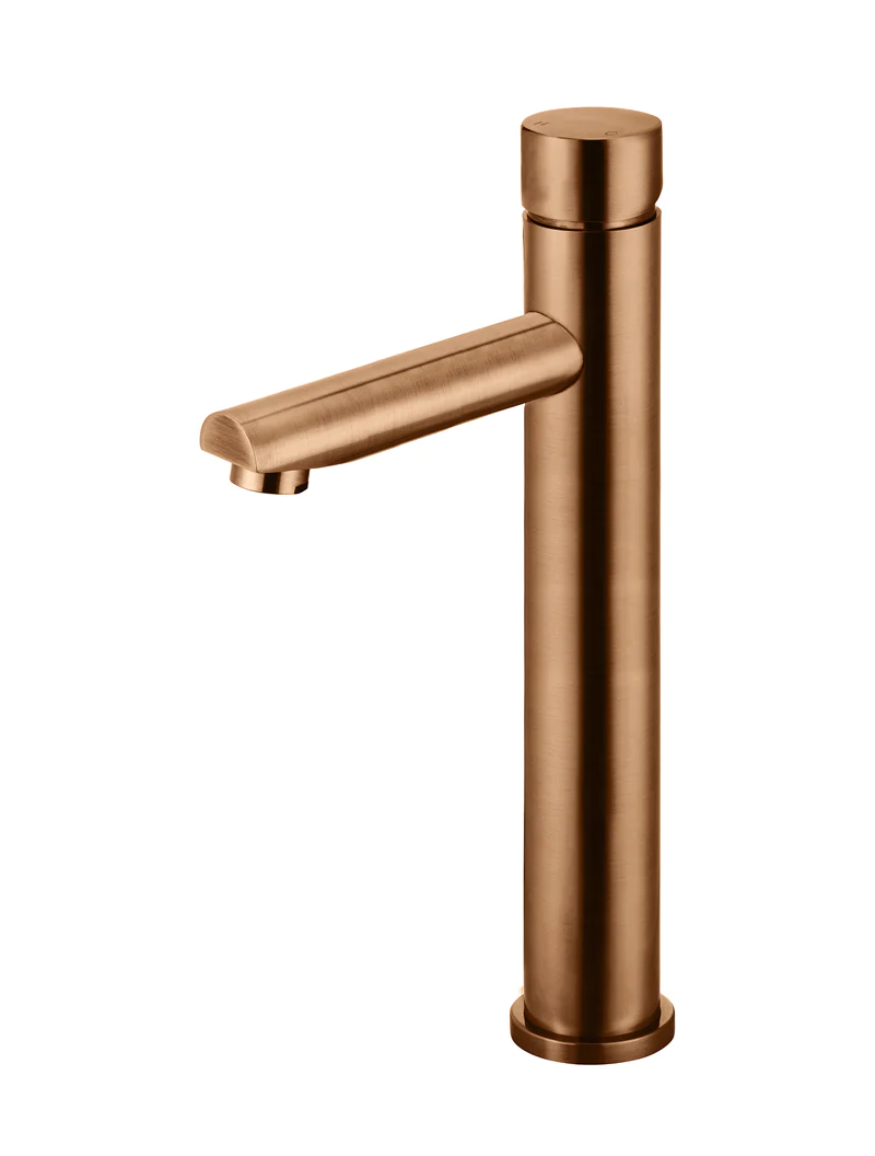 Meir Pinless Round Tall Basin Mixer, Lustre Bronze