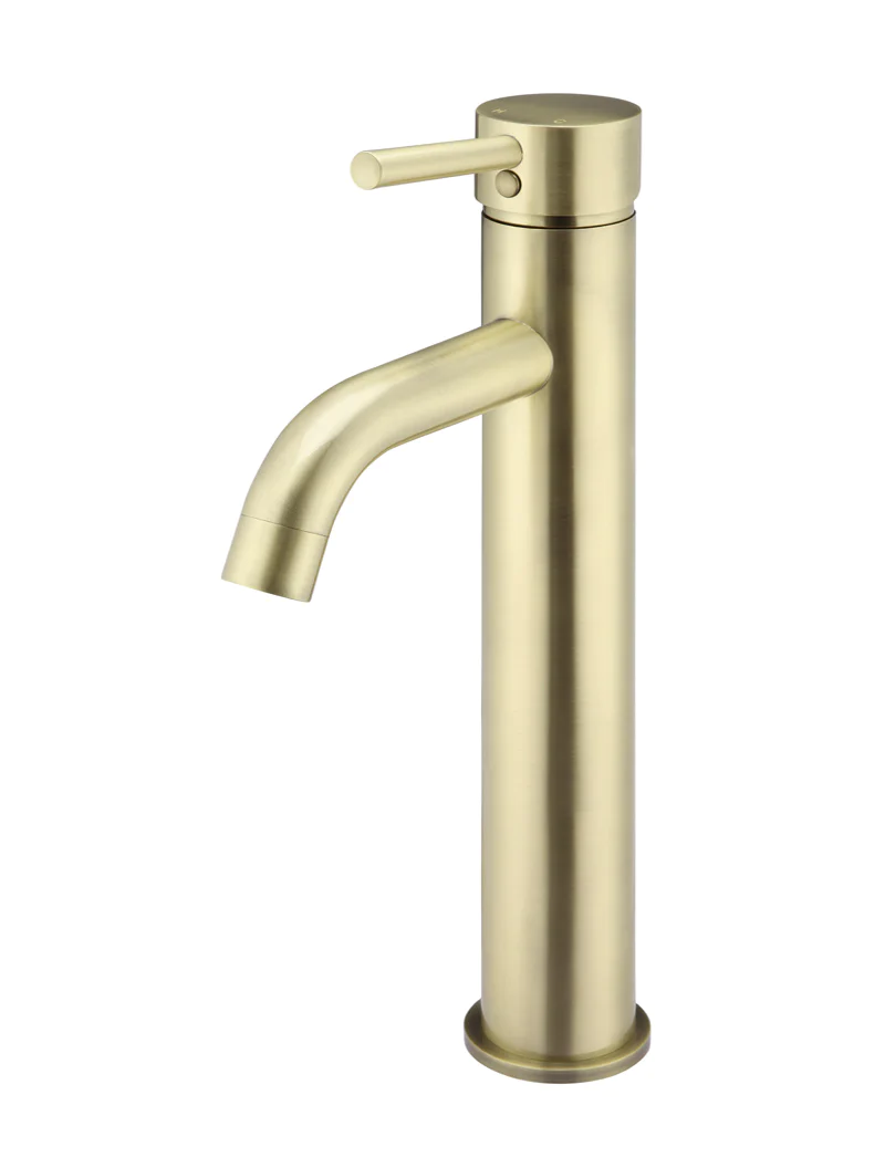 Meir Round Tall Curved Basin Mixer, Tiger Bronze