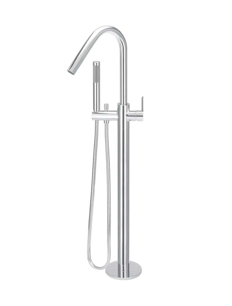 Meir Round Paddle Freestanding Bath Spout and Hand Shower, Chrome