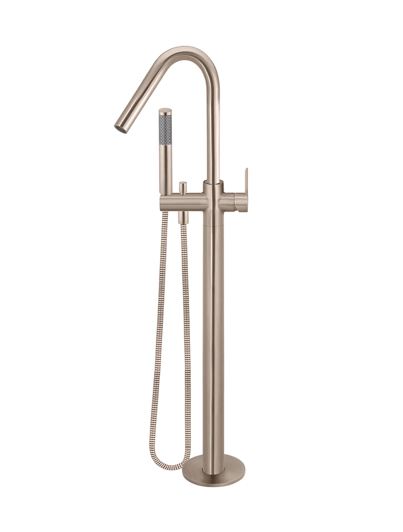 Meir Round Paddle Freestanding Bath Spout and Hand Shower, Champagne