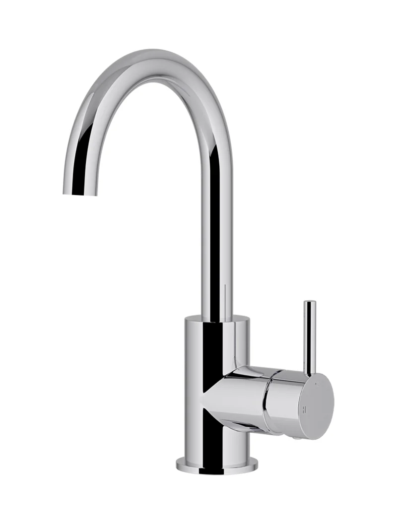 Meir Round Gooseneck Basin Mixer, Chrome