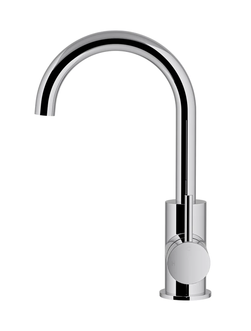 Meir Round Gooseneck Basin Mixer, Chrome