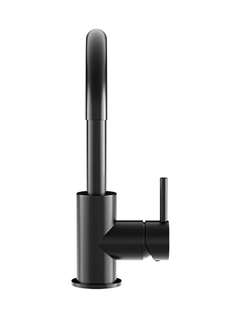 Meir Round Gooseneck Basin Mixer, Matte Black