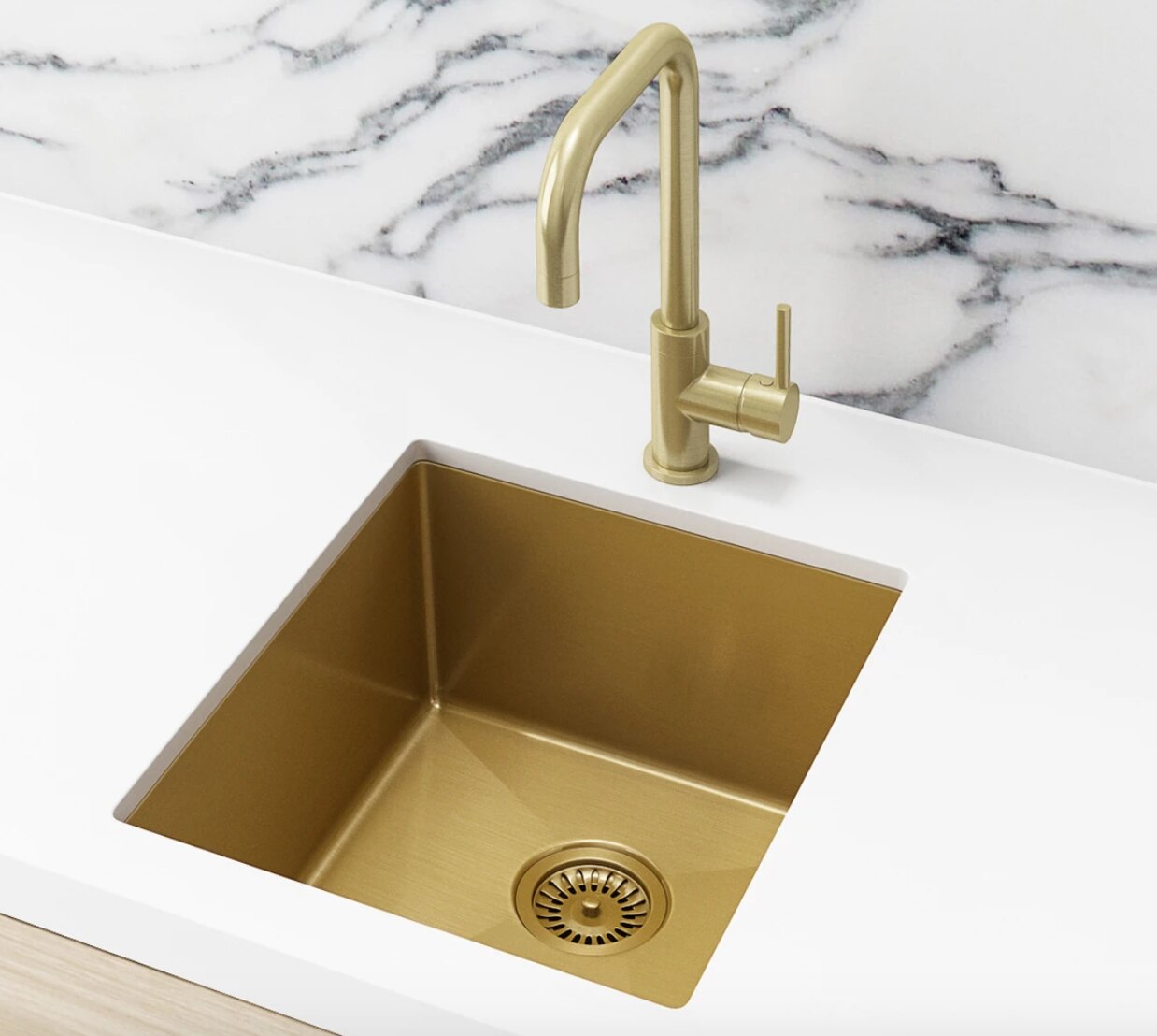 Meir Kitchen Sink, Single Bowl 380 x 440, Brushed Bronze Gold