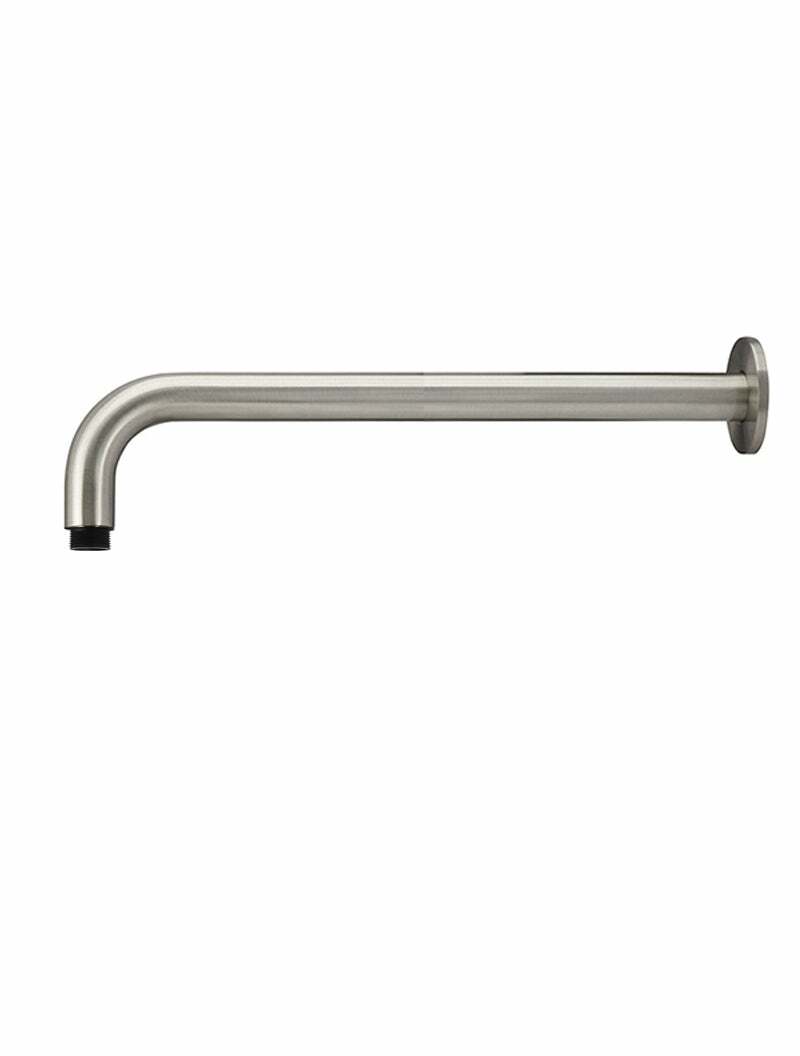 Meir Round Wall Shower Curved Arm 400mm, Brushed Nickel