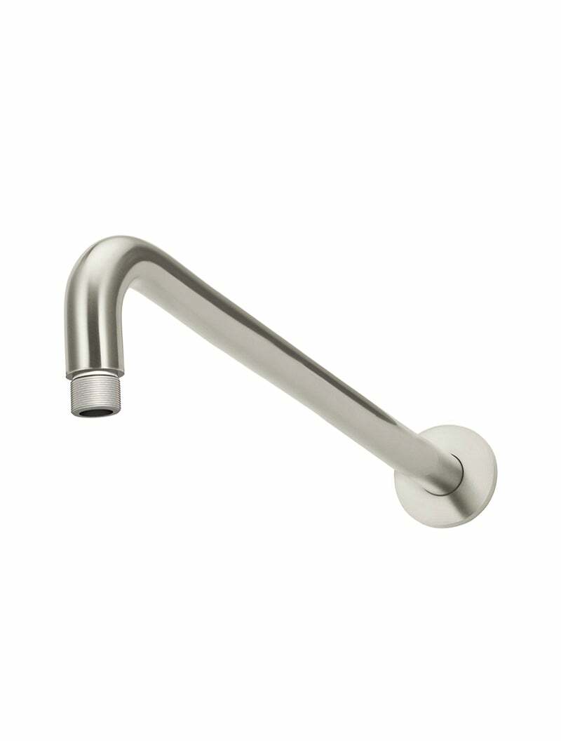 Meir Round Wall Shower Curved Arm 400mm, Brushed Nickel