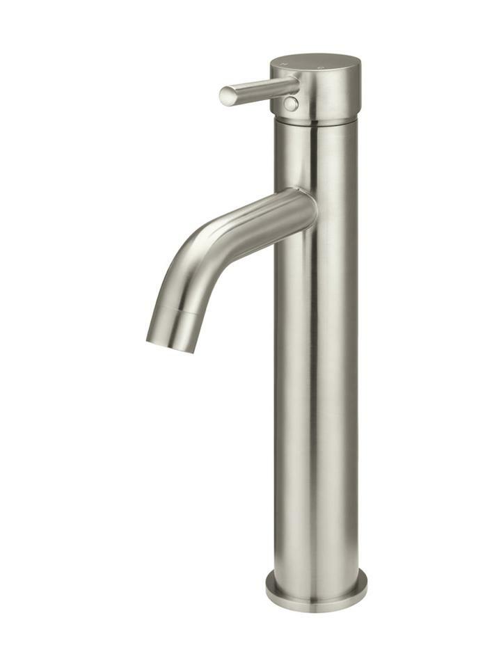 Meir Round Tall Curved Basin Mixer, Brushed Nickel