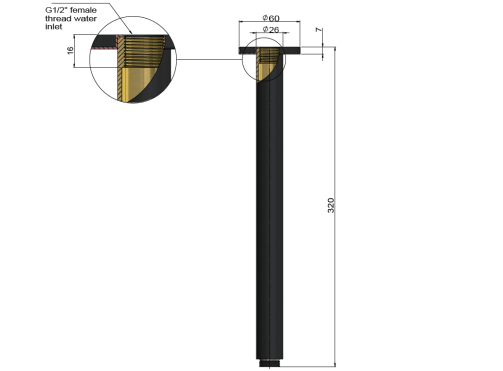 Meir Round Ceiling Shower Arm 300mm, Tiger Bronze