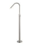 Meir Round Freestanding Bath Spout and Hand Shower, Brushed Nickel