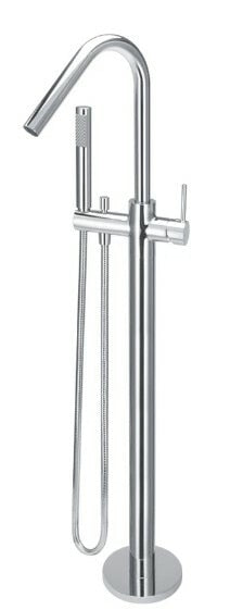 Meir Round Freestanding Bath Spout and Hand Shower, Chrome