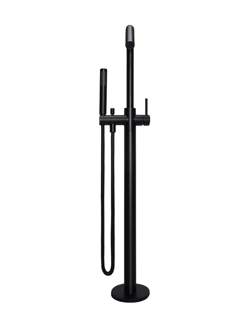 Meir Round Freestanding Bath Spout and Hand Shower, Matte Black