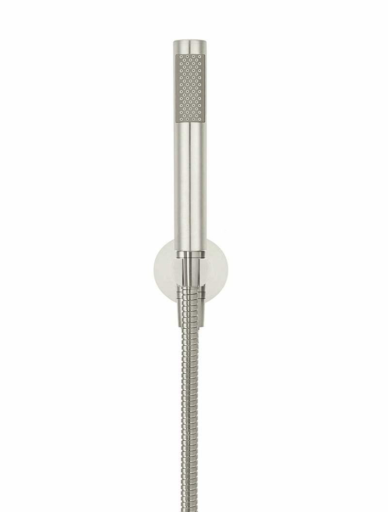 Meir Round Hand Shower on Fixed Bracket, Single Function Hand Shower, Brushed Nickel