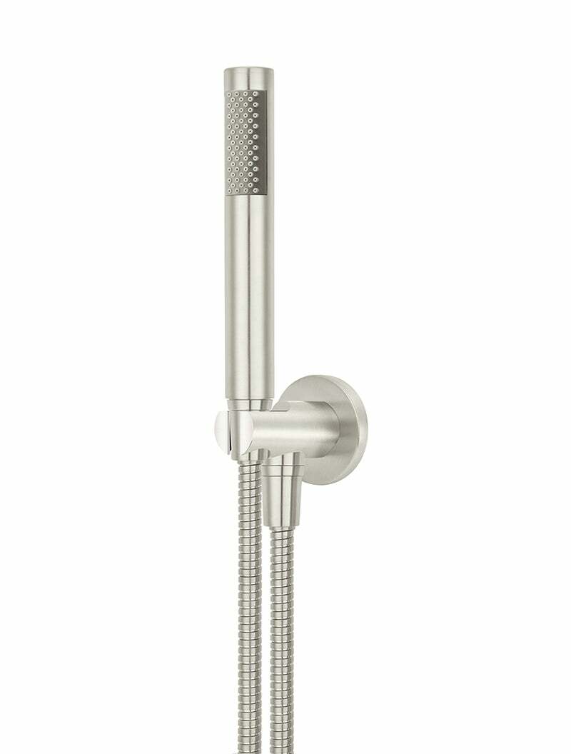 Meir Round Hand Shower on Fixed Bracket, Single Function Hand Shower, Brushed Nickel