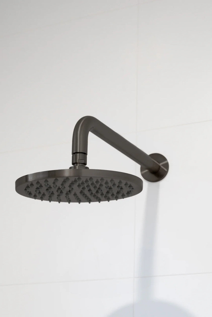 Meir Round Wall Shower Curved Arm 400mm, Shadow