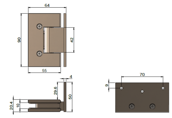 Meir Glass to Wall Shower Door Hinge, Brushed Nickel