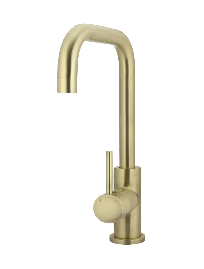Meir Round Kitchen Mixer Tap Curved, Tiger Bronze