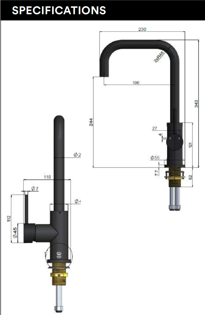 Meir Round Kitchen Mixer Tap Curved, Lustre Bronze