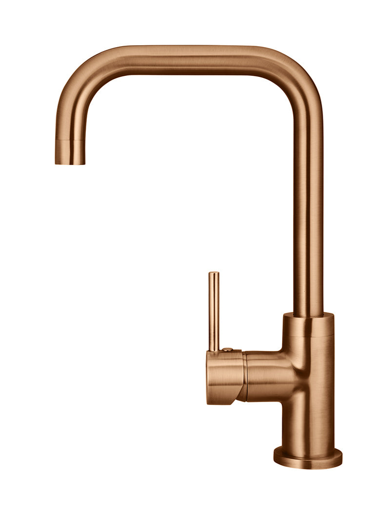 Meir Round Kitchen Mixer Tap Curved, Lustre Bronze