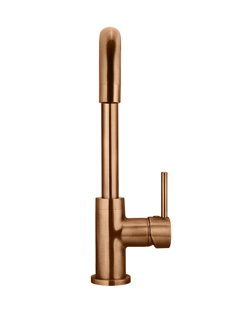 Meir Round Kitchen Mixer Tap Curved, Lustre Bronze