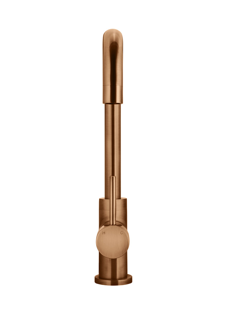Meir Round Kitchen Mixer Tap Curved, Lustre Bronze