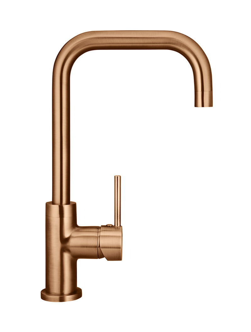Meir Round Kitchen Mixer Tap Curved, Lustre Bronze