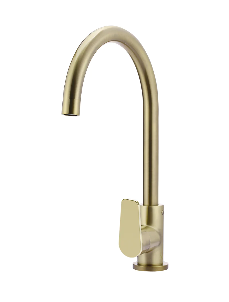 Meir Round Paddle Gooseneck Kitchen Mixer Tap, Tiger Bronze