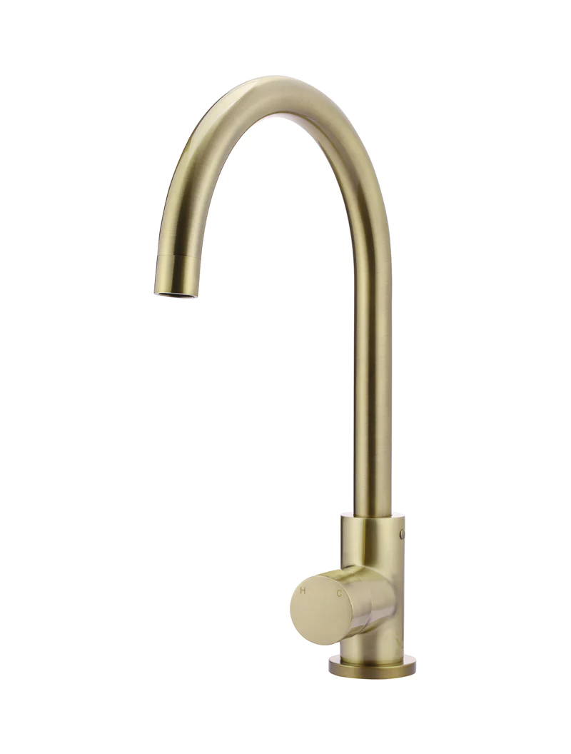 Meir Round Pinless Gooseneck Kitchen Mixer Tap, Tiger Bronze