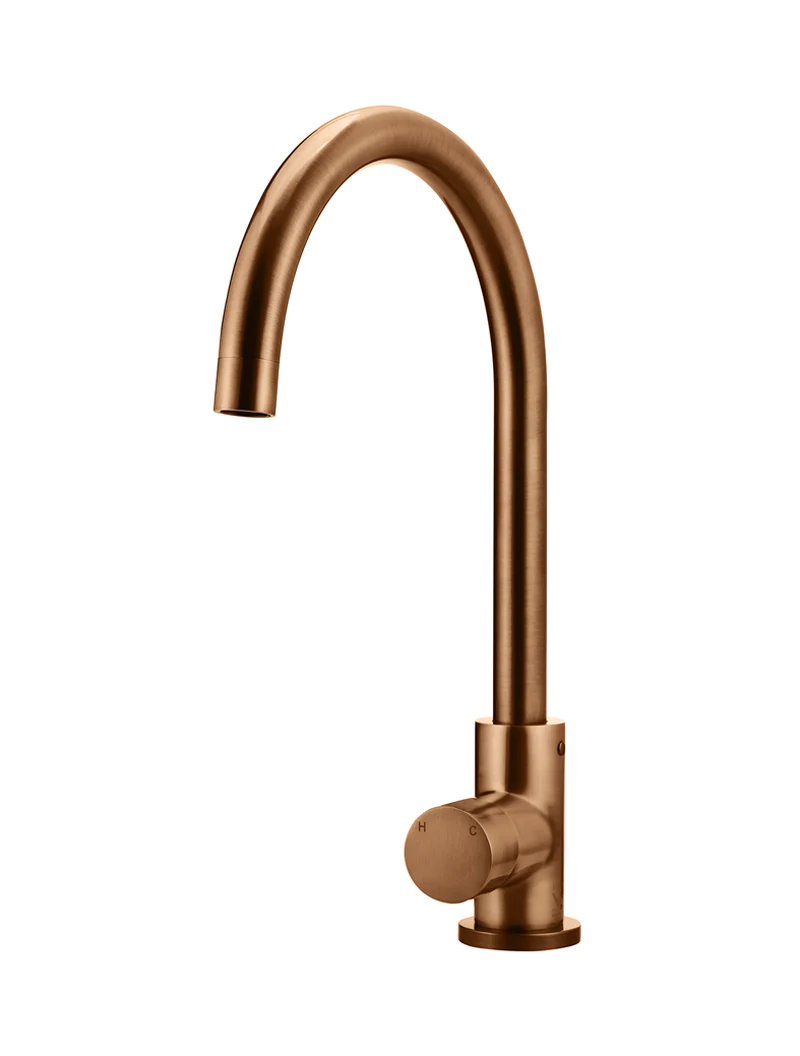 Meir Round Pinless Kitchen Mixer Tap, Lustre Bronze