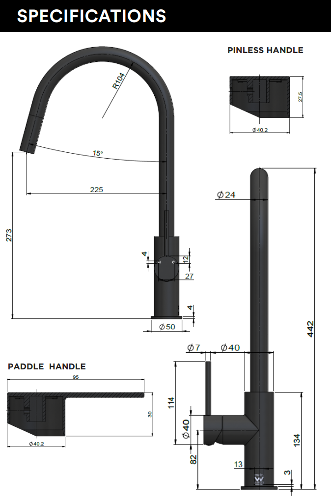 Meir Round Piccola Pull Out Kitchen Mixer Tap, Lustre Bronze