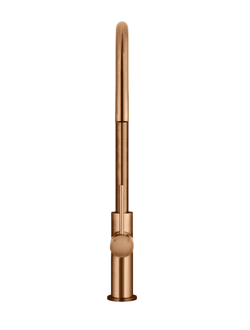 Meir Round Piccola Pull Out Kitchen Mixer Tap, Lustre Bronze