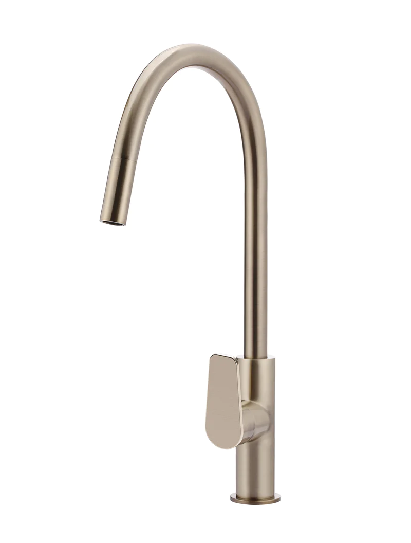 Meir Round Paddle Piccola Pull Out Kitchen Mixer Tap, Champagne