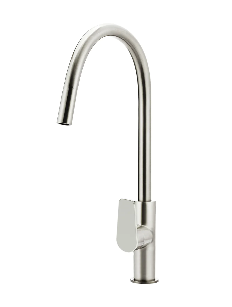 Meir Round Paddle Piccola Pull Out Kitchen Mixer Tap, Brushed Nickel