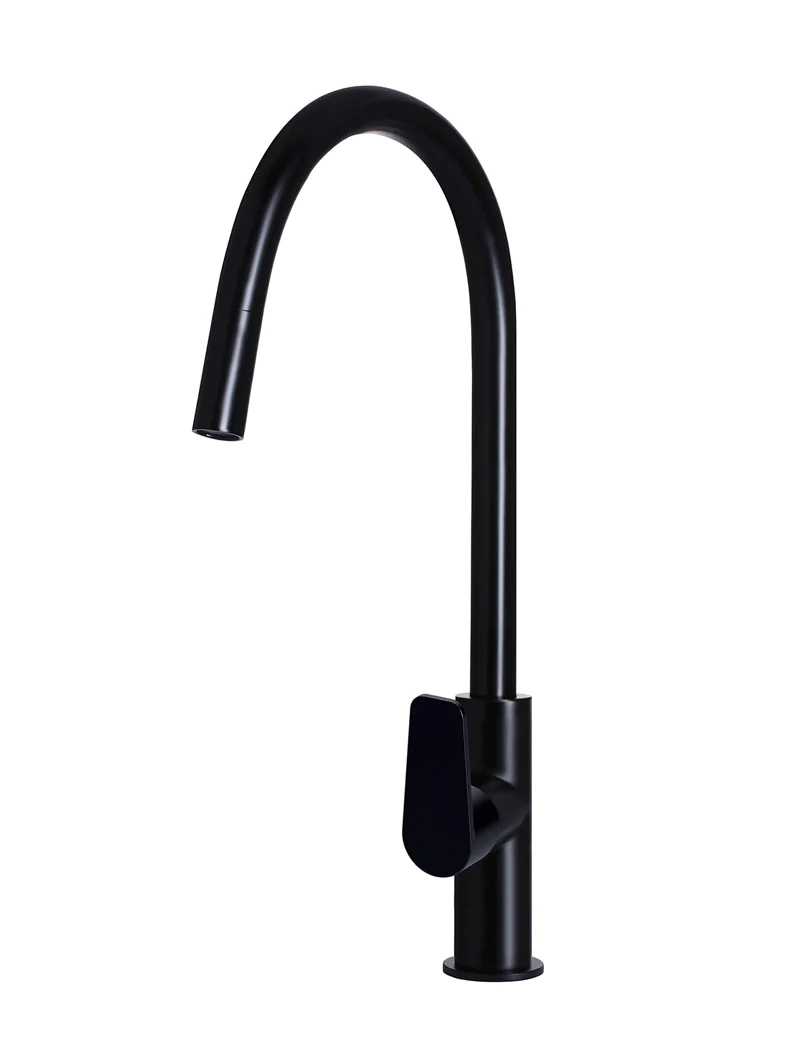 Meir Round Paddle Piccola Pull Out Kitchen Mixer Tap, Matte Black