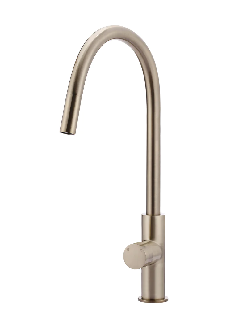 Meir Round Pinless Piccola Pull Out Kitchen Mixer Tap, Champagne