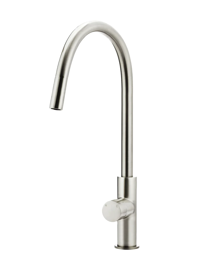 Meir Round Pinless Piccola Pull Out Kitchen Mixer Tap - Brushed Nickel