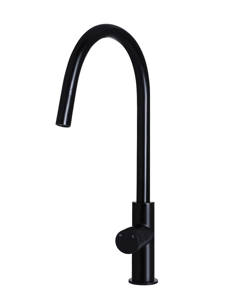 Meir Round Pinless Piccola Pull Out Kitchen Mixer Tap, Matte Black