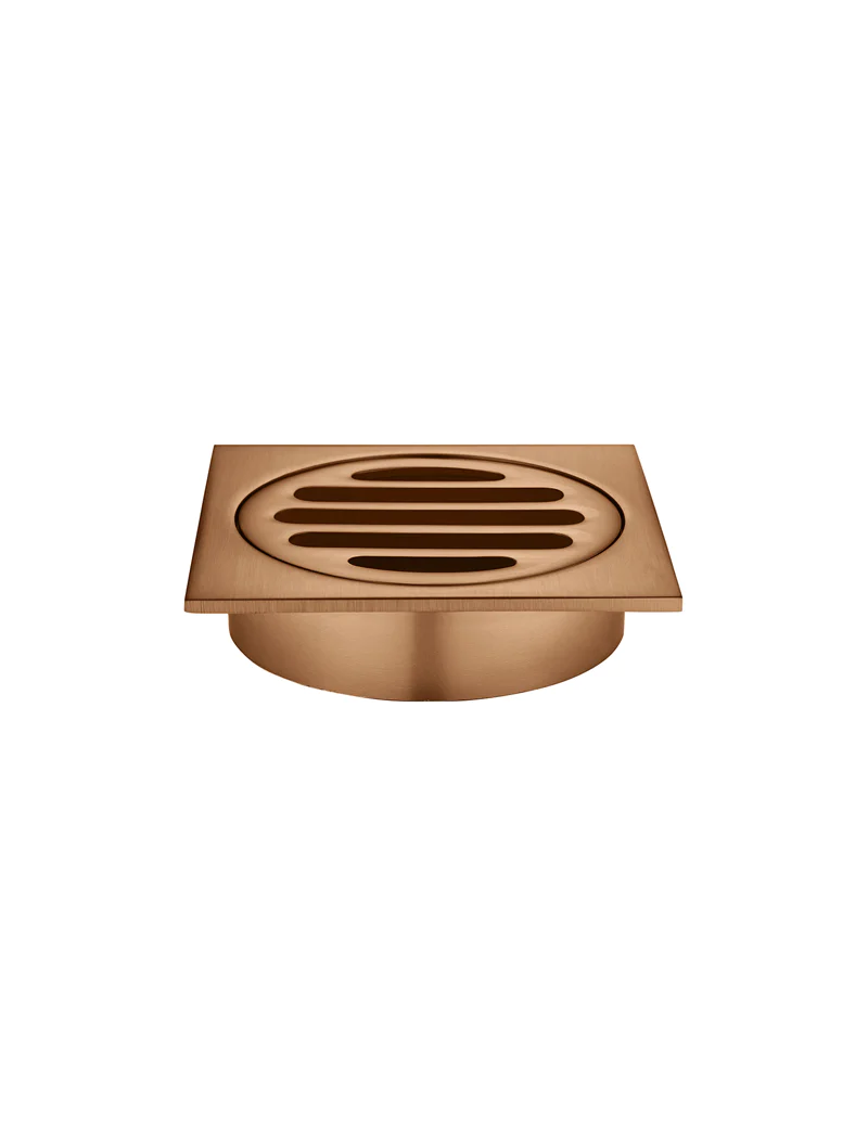 Meir Square Floor Grate Shower Drain 80mm Outlet, Lustre Bronze