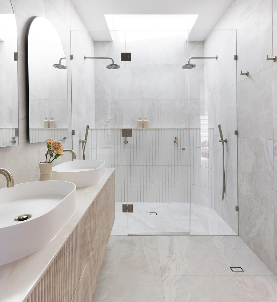 Meir Square Floor Shower Waste With Tile Insert, Brushed Nickel