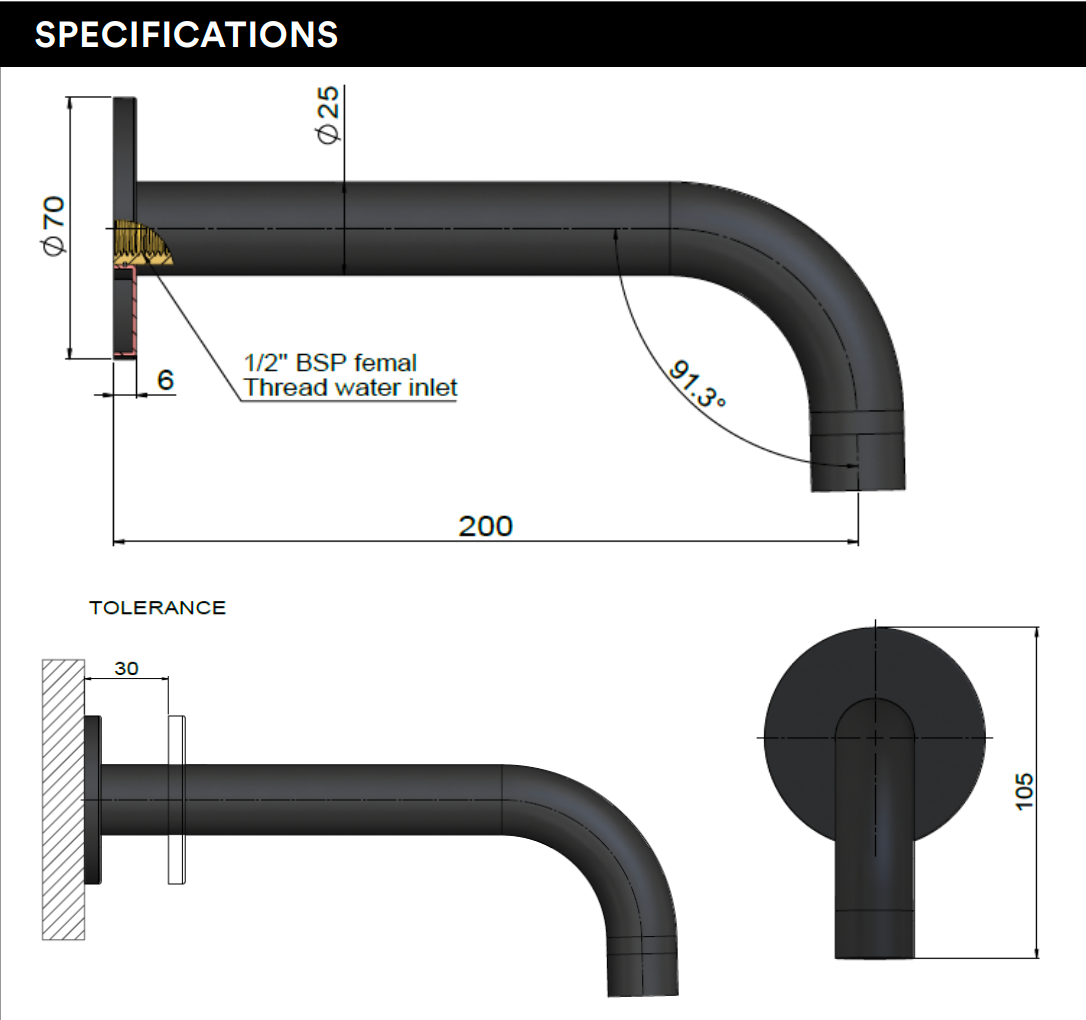 Meir Universal Round Curved Spout, Lustre Bronze