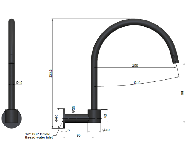 Meir Round High-Rise Swivel Wall Spout, Brushed Nickel