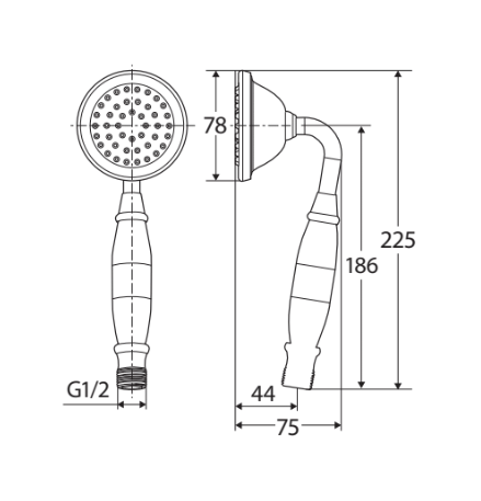 Fienza Lillian Twin Rail Hand Held Shower Head, Chrome